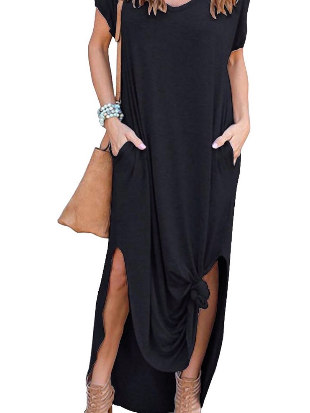 Women’s Black Knot-Hem Maxi Dress